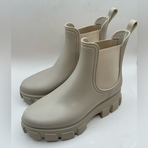 Jeffrey Campbell Platform Lug Sole Chelsea Rain Boot- Cream Rubber, Cream 8 - Picture 5 of 10